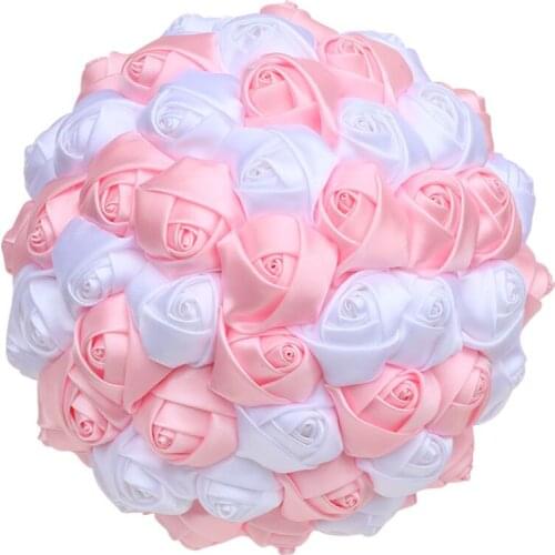 25 Styles Wedding Bride Bridesmaid Holding Flowers Satin Ribbon Rose Handmade Hand Bouquet Groom Dance Decoration Gift Ornaments