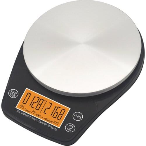 Stainless Steel Digital LCD Kitchen Baking Coffee Scale With Timer 0.1g-3000g Coffee Scale Stainless Steel Kitchen Baking Scale