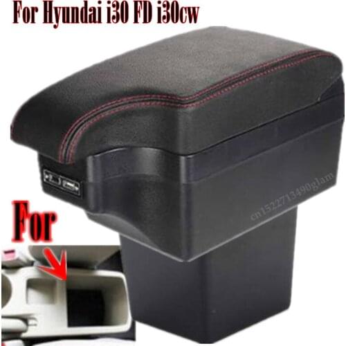 For Hyundai Elantra Touring i30 FD i30cw 2007-2011 Dual Layer Armrest Arm Rest Center Console Storage Box Leather 2008 2009 2010