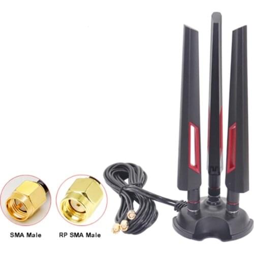 Dual-band wireless 2.4G 5.8G 10dbi high gain desktop adsorption antenna RG174 SMA connect*3 antenna for wifi router network card