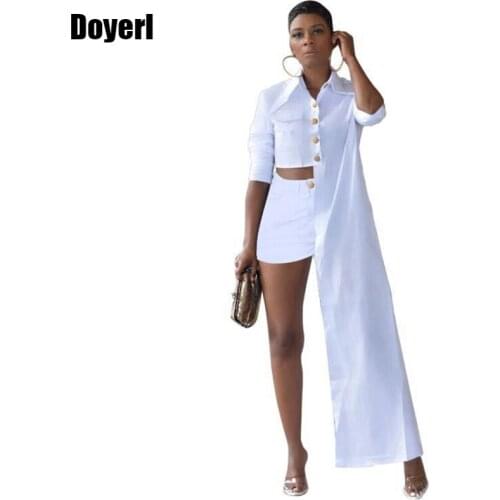 Spring Autumn Two Piece Set Women Long Sleeve Shirt Top Shorts Set Casual Outfit Streetwear Sexy 2 Piece Outfits for Women Suit