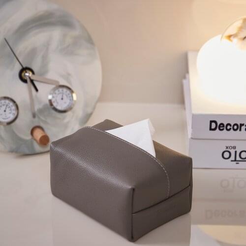 Genuine Leather Tissue Box Case Home Hotel Paper Holder Office Car Leather Container Organizer Box Rectangle Storage Bag