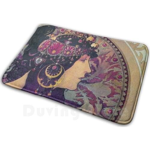 Donna Orechini - Alphonse Mucha Mat Rug Carpet Anti-Slip Floor Mats Bedroom Alphonse Mucha Art Deco Art Nouveau Artist