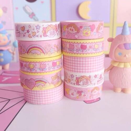 5PC Tape Cute Cartoon Bear 5M Decoration Hand Drawn Cartoon Color Washi Tape DIY Scrapbooking Lace Tape Sticker