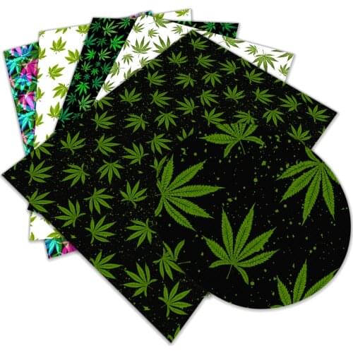 Faux Leather Sheet Printed Leaf Pattern for Bow Synthetic Leather DIY Decoration Crafts A4 22*30CM