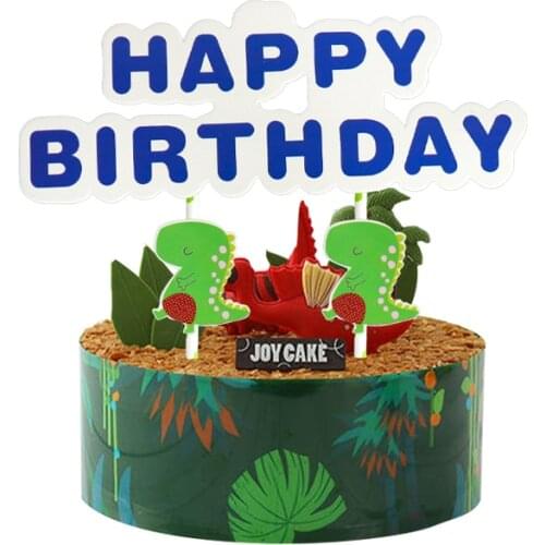 Dinosaur Party Set Cake Topper Baby Cupcake Toppers Happy Birthday Cake Decorating Supplies Disposable Party Supplies Wholesale