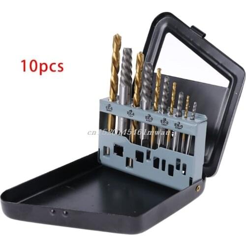 10pcs Screw Extractor Cobalt Left Hand Drill Bit set Broken Bolt Damaged Set New 2019