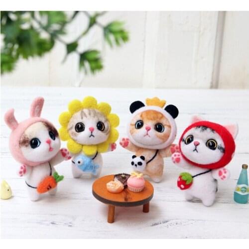 Cat made poking music DIY wool needlepoint kit wool felt needle felting decoration craft needlecraft DIY handmade