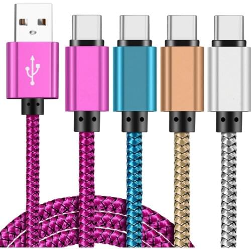 2M Nylon Cord USB Type C Data Cable 2A Fast Charger For Samsung galaxy A71 A80 A40 A20 Tab A 8 (2019) Tab A 10.1 HTC 10 U11 life