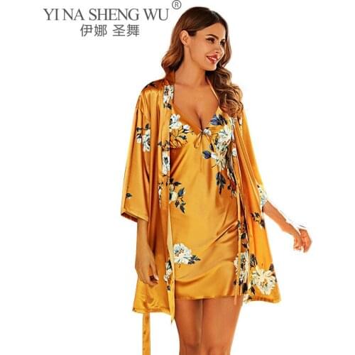 News Women 2PCS Robe Set Bride Bridesmaid Wedding Robe Gown Sexy Japanese Kimono Bathrobe Night Dress Casual Nightgown Sleepwear