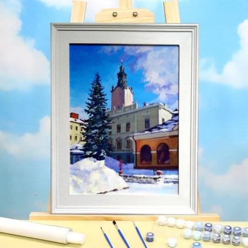 Landscape Winter In Lviv Coloring By Numbers Painting Complete Kit Oil Paints 50*70 Paiting By Numbers Decorative Drawing