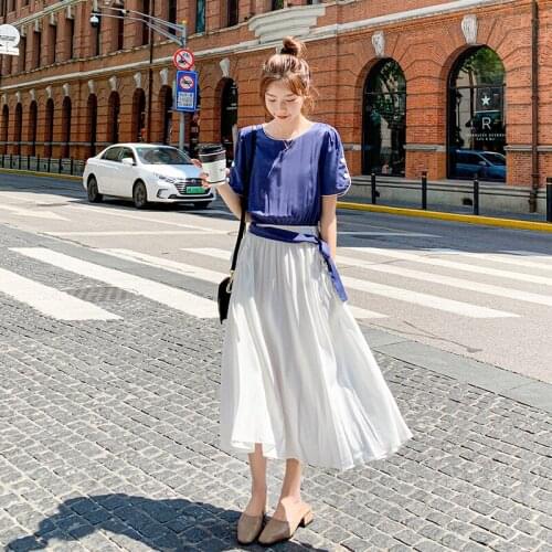 Korean Dress French Gentle Wind Fake Two-piece Dress Female Summer Mid-length Slim Long Skirt Party White Dresses For Women