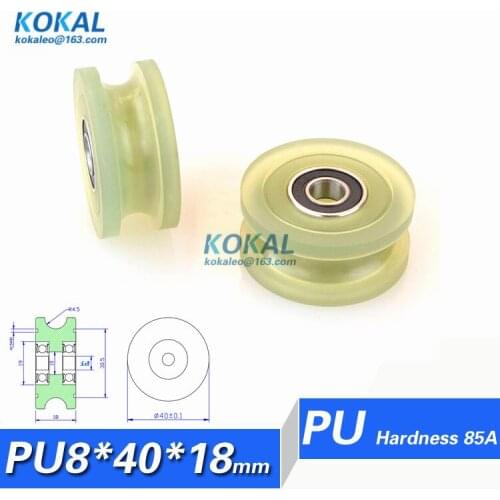 [PU0840-18RS] 2PCS U roller 8*40*18 double 698RS ball bearing big bag flat type TPU PU bearing roller wheels rubber pulley