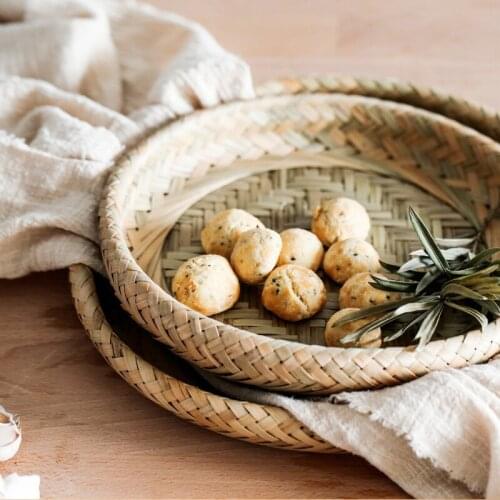 Retro Bamboo Dessert Plate Serving Tray Bread Cake Fruit Kitchen Plates Dinner Round Food Organizer Pan Photography Props