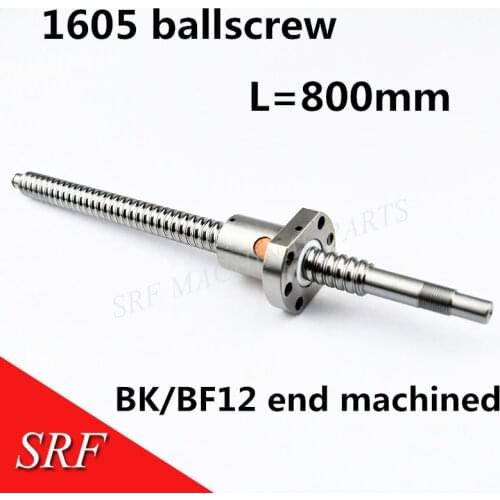 16mm Rolled Ballscrew 1pc SFU1605 Lead screw L=800mm C7 With 1pcs SFU605 Flange Single Ballnut For Cnc Parts