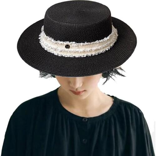 Womens Summer Hat Lace Decoration Straw Hat Elegant Caps Women Sunscreen Retro Beach Vacation Sun Hat Fisherman Hat Bucket Hat