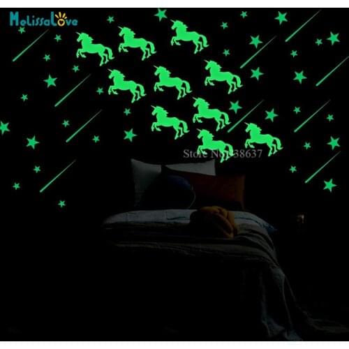 Ultra Bright Glow in The Dark Star Unicorn Decal For Baby Birthday Party Halloween Christmas Gift Nursery Wall Sticker BC002