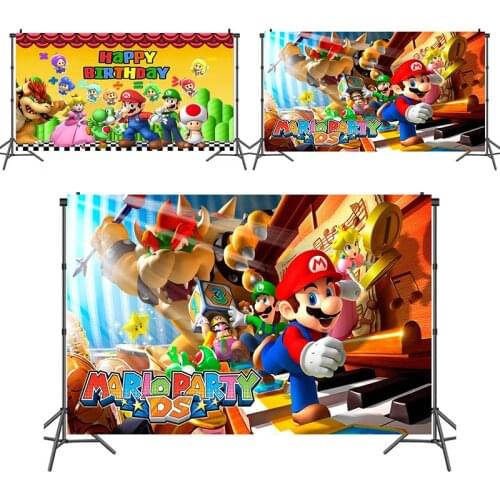 Super Mario Photography Background Fabric Mario Brothers Anime Game figure Cartoon Party Decoration Cloth Supplies Birthday Gift