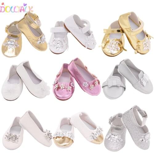 15 Style 7.5cm Delicate Doll Shoes For 18 inch Girls Doll Mini Handmade Doll Shoes For 43 cm Baby New Born Dolls Toy Accessories