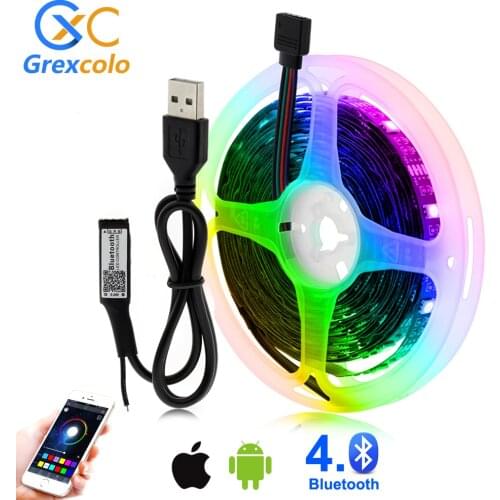 USB LED Strip RGB Changeable Flexible LED Light DC5V 5050 30LED/m Bluetooth Music Control LED Tape for TV Background Lighting