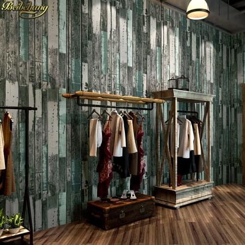 Beibehang Vintage nostalgic imitation wood plank wood grain 3D wallpaper bar cafe restaurant industrial wind background walls