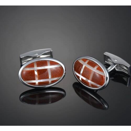 High quality French mens oval opal shirt Cufflinks Cufflinks