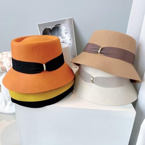 Autumn Winter New Australian Color Soft Wool Basin Hat Ladies Concave Top Hat Fashion Elegant Fisherman Casual Hat Fedora