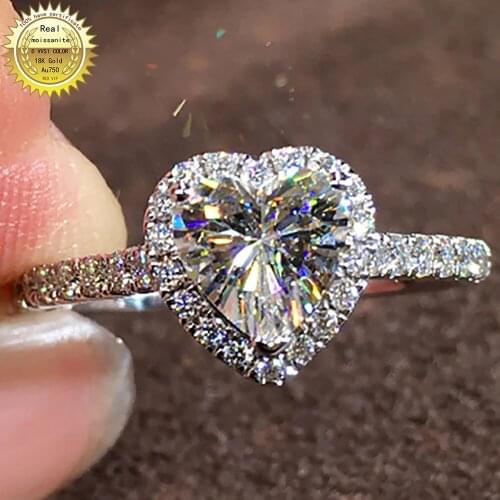 14K Au417 White Gold Women Wedding Party Engagement Ring 1 2 3 4 5 Carat Heart Moissanite Diamond Ring Trendy Romantic Classic