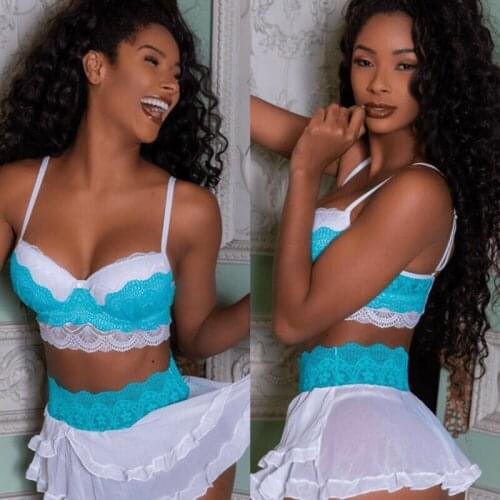 US Women Sexy-Lingerie Nightwear Dress Babydoll G-string Underwear Lace Bra Set