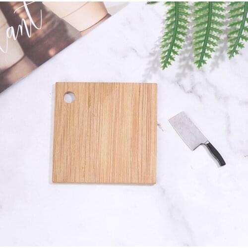 1set Dollhouse Accessories Metal +Bamboo Knife Chopping Board Set Mini Miniature Kitchen Pretend Play Toys