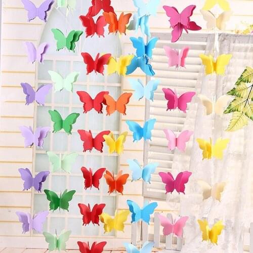 1 string 3D Paper Butterfly Garland Buntings Wedding Party Birthday Festival Diy Banner Hanging Decoration1 string 3D Paper Butt