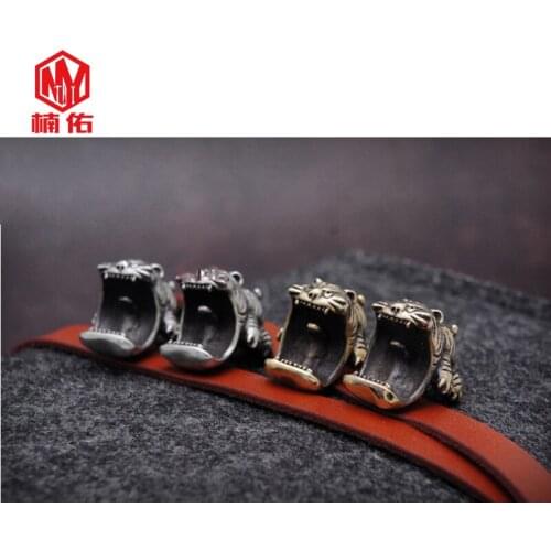 1Pcs Hand Carved Big Mouth Tiger Bottle Opener EDC Umbrella Rope Knife Beads Handmade DIY Pendant Necklace Hanging Beads