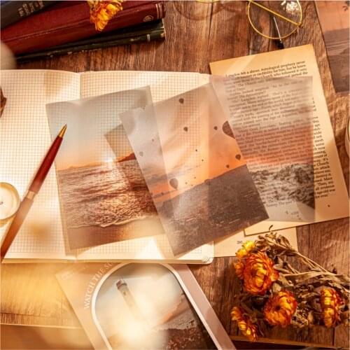 10Pcs/Lot Sunset Scenery Sulfuric Acid Material Paper Junk Journal Planner Scrapbooking Vintage Decorative DIY Craft Paper