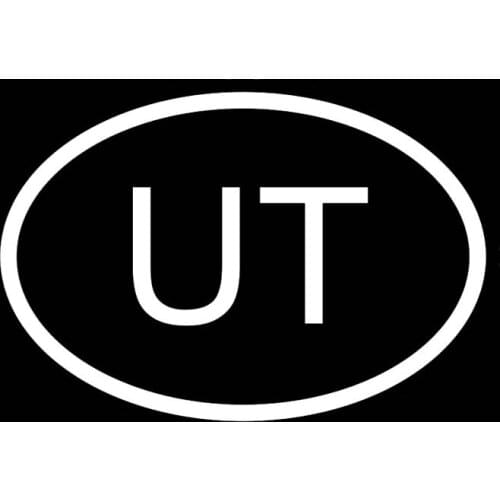 14CM*9.5CM UT UTAH COUNTRY CODE OVAL CAR STICKER VINYL DECAL Black Silver C10-01243