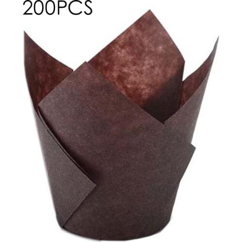 200Pcs/Lot Tulip Cupcake Baking Cups Muffin Baking Liners Holders Rustic Cupcake Wrapper Molde Cupcake Paper Cups Bakeware Tools