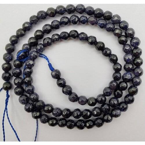 4MM Blue Sandstone Stone Faceted Loose Beads Strand 15 Inch Jewelry Making For Woman Gift A324