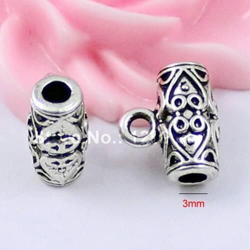 50pcs/lot Zinc Alloy Silver Tone Charm Pendant Bails Cord end For Necklace DIY Jewelry Making Accessories 12x10mm hole:3mmK01021