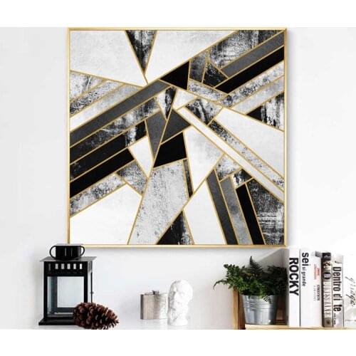 Modern Simple Style Canvas Print Abstract Geometric Painting Poster For Living Room Study Unframed Square Wall Picture LZ1108