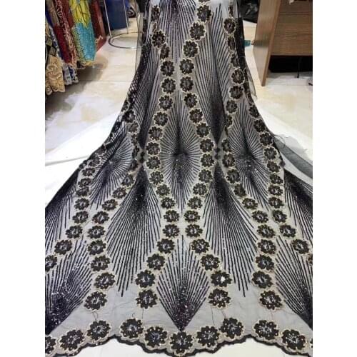 African sequined lace fabric French mesh embroidered tulle lace fabric, suitable for Nigerian wedding dresses HS3439