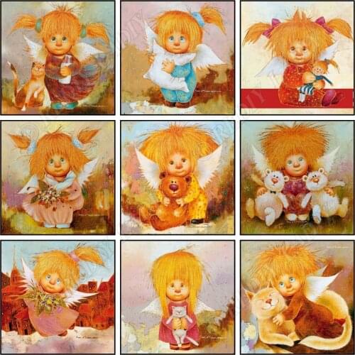 Diamond Painting Plein Diamond Embroidery Square/Round Rhinestones Cross Stitch Mosaic Pictures Angel Girls Pixel Hobby & Crafts