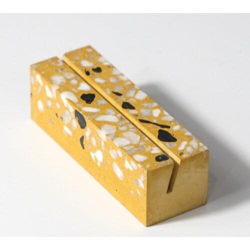 Cement Terrazzo Photo Stand Business Card Holder Rectangle Card Clip Picture Holder Handmade Memo Holder for Home Office