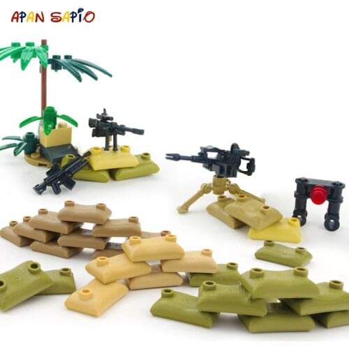 Action Figures Building Blocks Military Special Forces Soldiers Sandbag Bricks Weapons Toys for Children