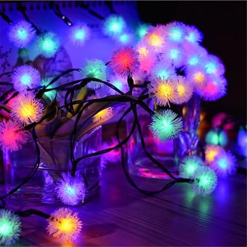 10/20/30/40/50LED Furry Ball Solar String Light Waterproof For Outdoor Garden Decoration Christmas Bedroom Path Wedding Party