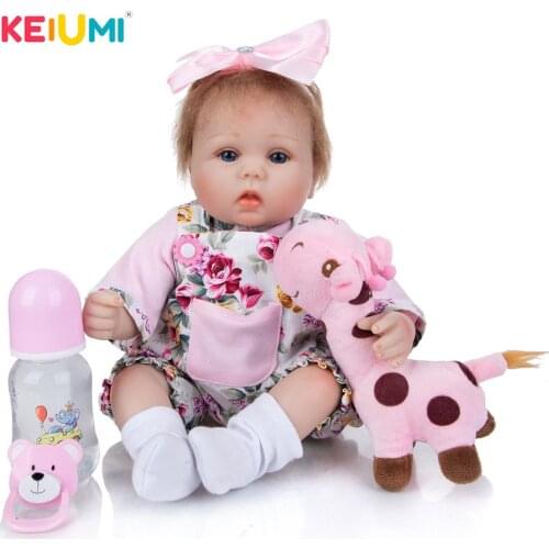 KEIUMI 17 Inch Reborn Baby Dolls Soft Touch Vinyl Lifelike Cloth Body Reborn Menina Bebe Toys For Kids Playmates Gift Sets