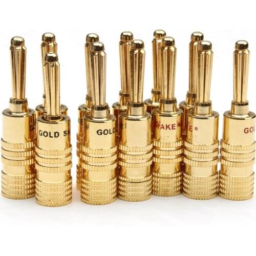 YT 12PCS 4mm 24k Gold Connectors Banana Plug Copper plated Musical Speaker Cable Wire Banana Plugs Wire Connectors