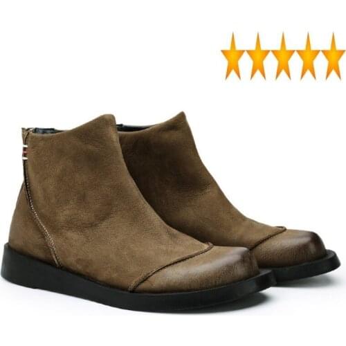 Leather Military Man Genuine Autumn Winter Retro Boots Men Round Toe Fashion Ankle Chelsea Combat Army Shoes New