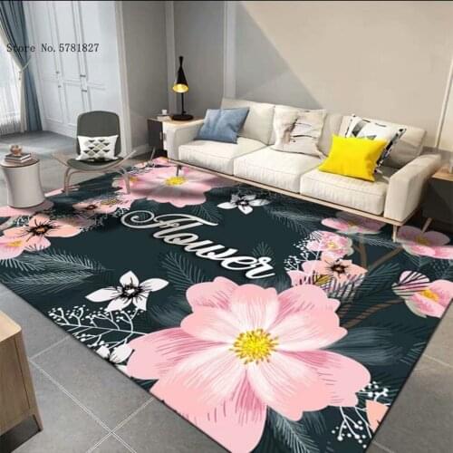 Beautiful Flowers Floor Carpet Green Plants Floor Rug Tropical Plants Floor Carpet For Living Room Baby Play Floor Rug Decor