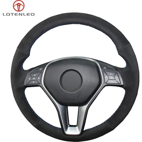 LQTENLEO Black Genuine Leather DIY Car Steering Wheel Cover For Mercedes-Benz A-Class 2013-2015 B-Class E-Class CLA-Class 2013