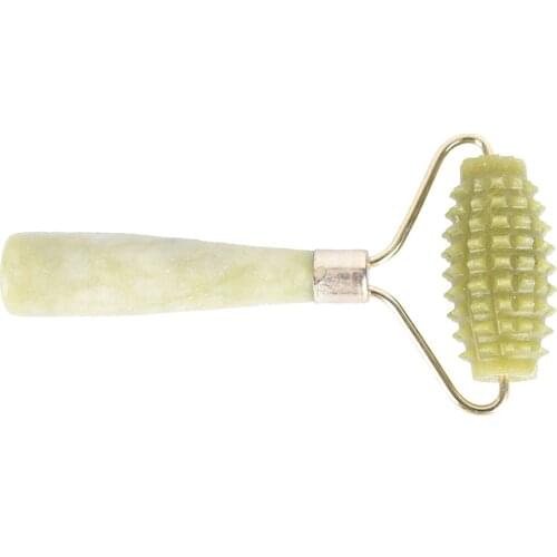 Face Massager Roller Head Neck Body Facial Health Slimming Massager Green Natural Jade Spa Chinese Style