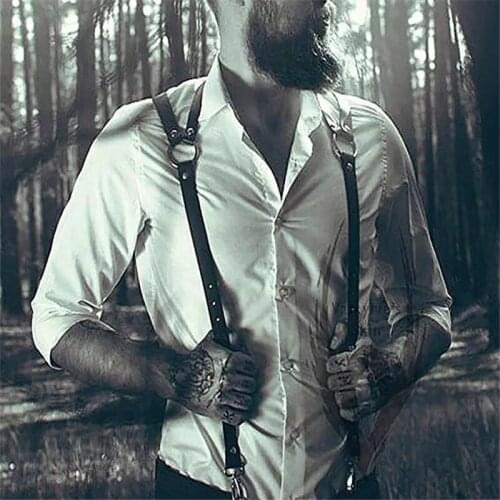Fashion Leather Harness Mens Bondage Gay Punk Female Belt Straps Adjustable Body Chest Suspenders Belt Mens Nighclub Costumes